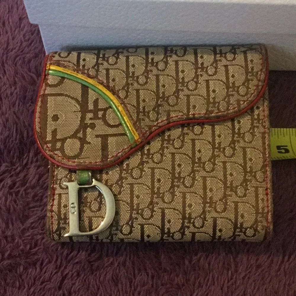 Vintage Authentic Dior Traitor Roster Saddle Flap Jacquard Bifold Wallet